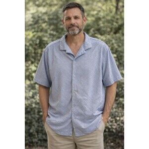 Old Navy Short Sleeve Light Blue Knit Button Down Shirt XL